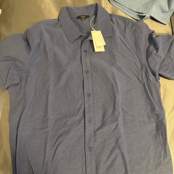 NWT Vince Blue Button Up Polo - Picture 1 of 3
